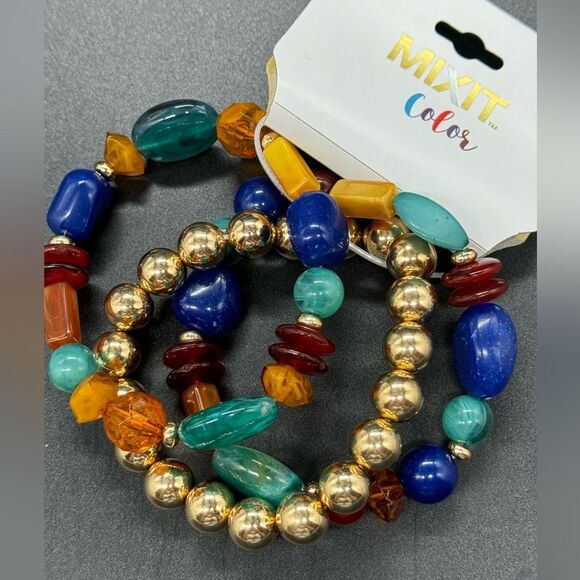 MIXIT Set of 3 Stretch Beaded Bracelet - Picture 4 of 5